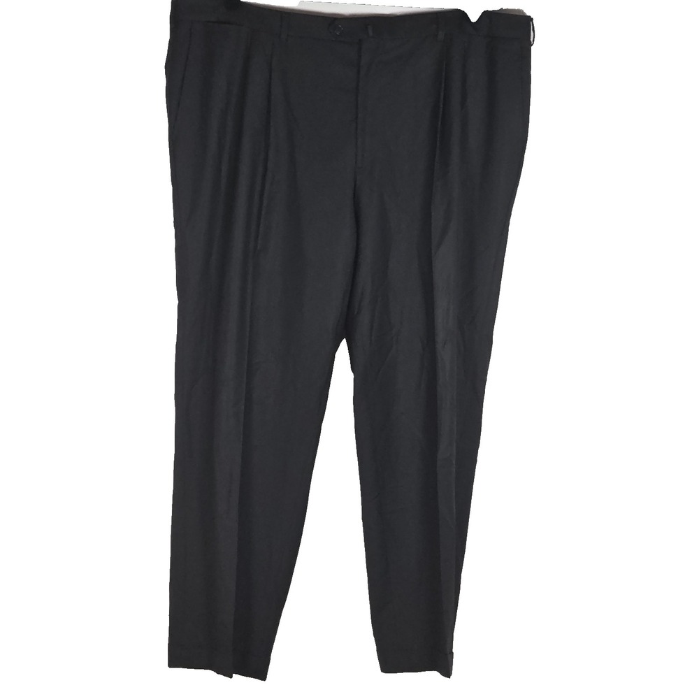 Ermenegildo Zegna Mens 44x29 Black Wool Pleat Front Dress Pants Italy Classic